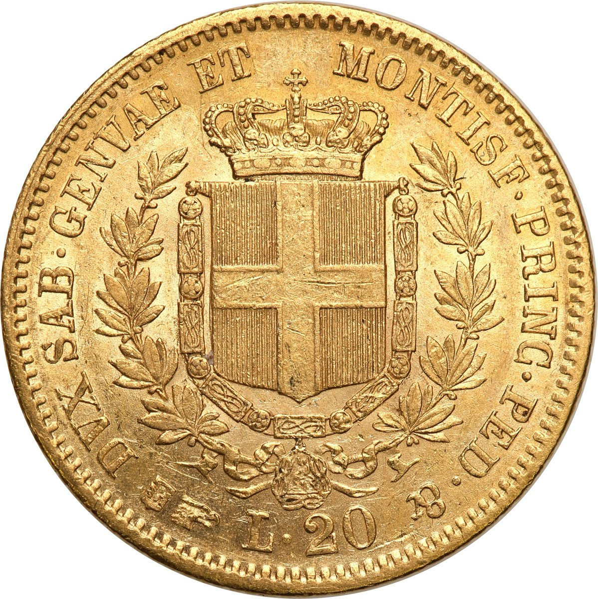 Włochy, Sardynia, Wiktor Emanuel II (1849–1861), 20 lirów 1857, Turyn
